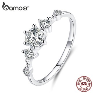 Nhẫn Bamoer SCR568 chất liệu bạc S925 đính đá lấp lánh dành cho cô dâu