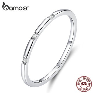 Nhẫn Bamoer SCR591 bằng bạc 925 thiết kế đơn giản hợp thời trang có thể đeo nhiều lớp