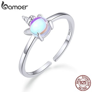 Nhẫn Bamoer bằng bạc 925 đính đá mặt trăng thời trang cho nữ