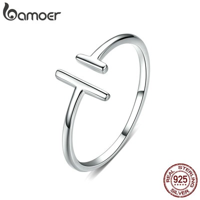 Nhẫn Bamoer kiểu hở màu bạc đơn giản sang trọng cho nữ