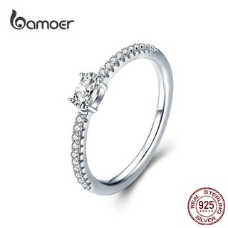 Nhẫn BAMOER chất liệu bạc s925 đính đá zircon phong cách sành điệu độc đáo thời trang cho nữ
