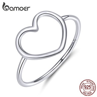 Nhẫn bạc 925 BAMOER Sc641 hình trái tim đơn giản thời trang cho nữ