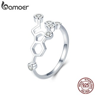 Nhẫn đính hôn Bamoer thiết kế hình tổ ong điều chỉnh kích cỡ cho nữ