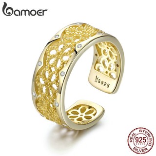 Nhẫn Bạc 925 Bamoer Khảm Đá Tinh Xảo Độc Đáo Thời Trang Cho Nữ