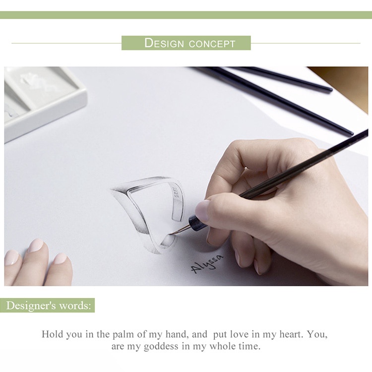 Nhẫn đính hôn BAMOER SCR470 bạc 925 kiểu gợn sóng kích cỡ điều chỉnh được thời trang dành cho nữ