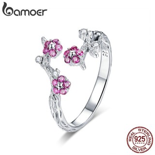 Nhẫn Đính Hôn Bamoer Bằng Bạc 925 Trang Trí Hoa Mận Đính Đá Nhân Tạo Cho Nữ