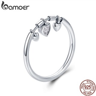 Nhẫn bạc 925 BAMOER SCR215 thiết kế hình trái tim đơn giản xinh xắn