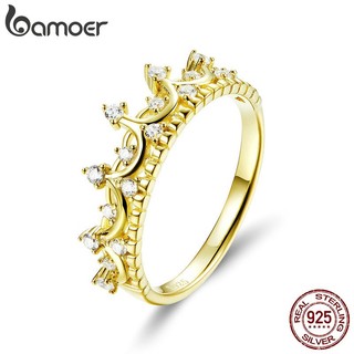 Nhẫn bạc 925 BAMOER hình vương miện đính đá nhiều màu sắc độc đáo