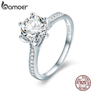 Nhẫn Bamoer chất liệu bạc 925 đính đá kim cương nhân tạo thanh lịch