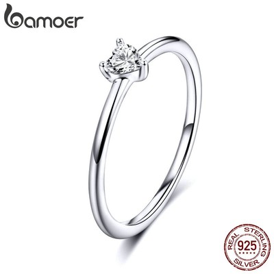 Nhẫn Bamoer S925 mặt hình trái tim thời trang cho nữ