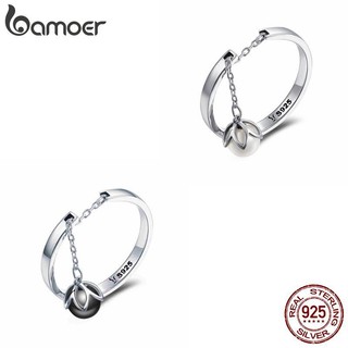 Nhẫn Bạc 925 BAMOER Phối Ngọc Trai Giả Duyên Dáng Thời Trang
