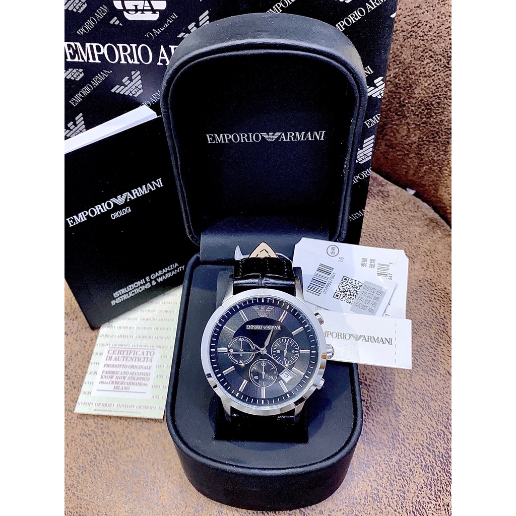 [ Mua 1 tặng 1 ] Đồng hồ nam Emporio Armani Renato Chronograph AR2447, Authentic, Full box, Luxury Diamond Watch