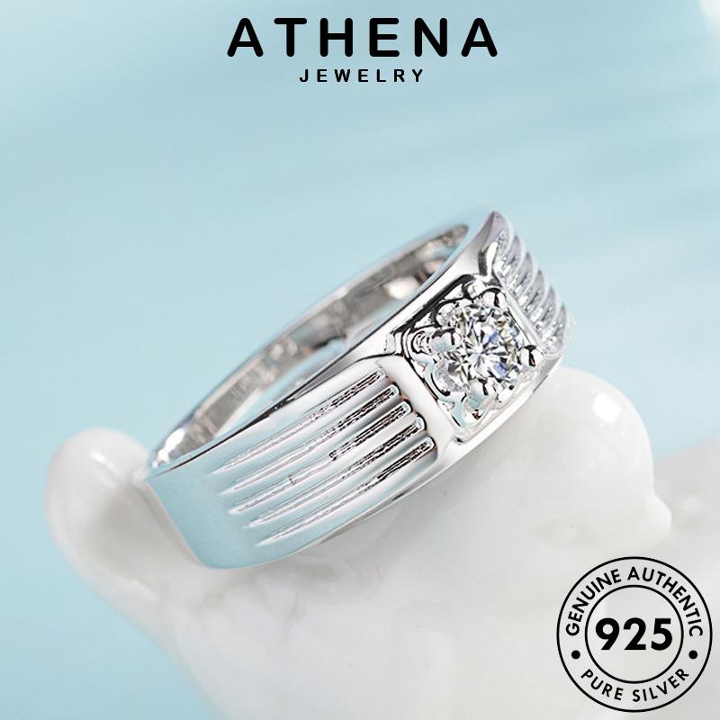 Athena JEWELRY 925 Thời Trang Nguyên Bản Nhẫn Nam Sọc Bạc Kim Cương Vàng Moissanite R803