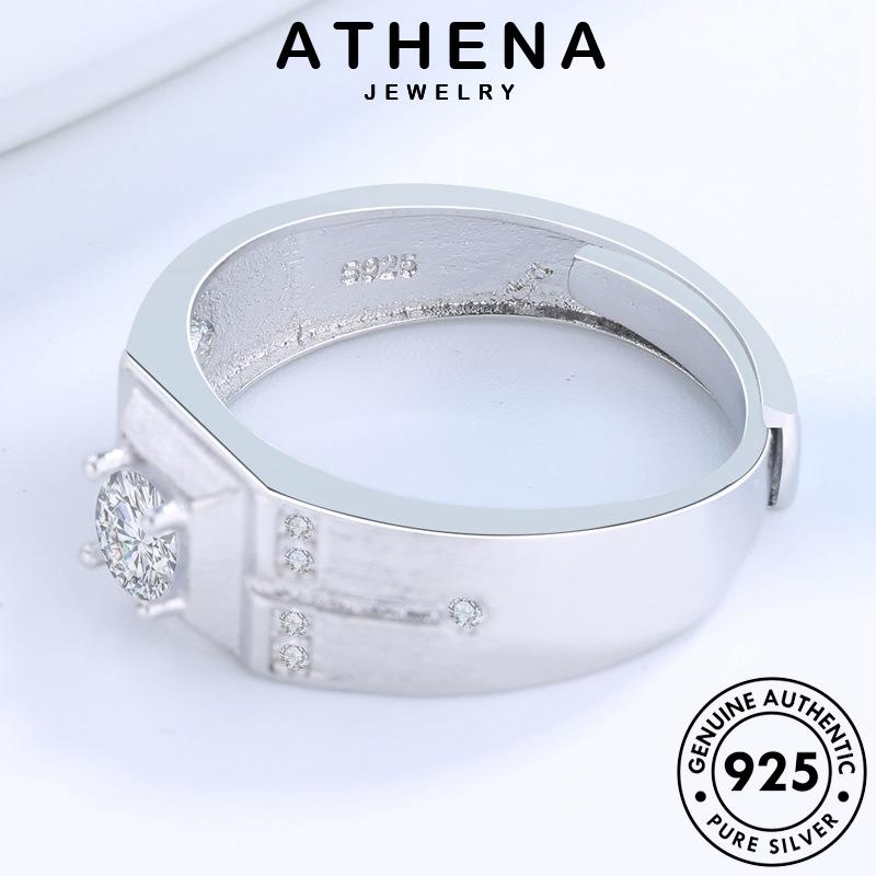 Athena JEWELLERY Kim Cương Nhẫn Nguyên Bản Vàng 925 Chải Nam Đơn Giản Bạc Moissanite R773