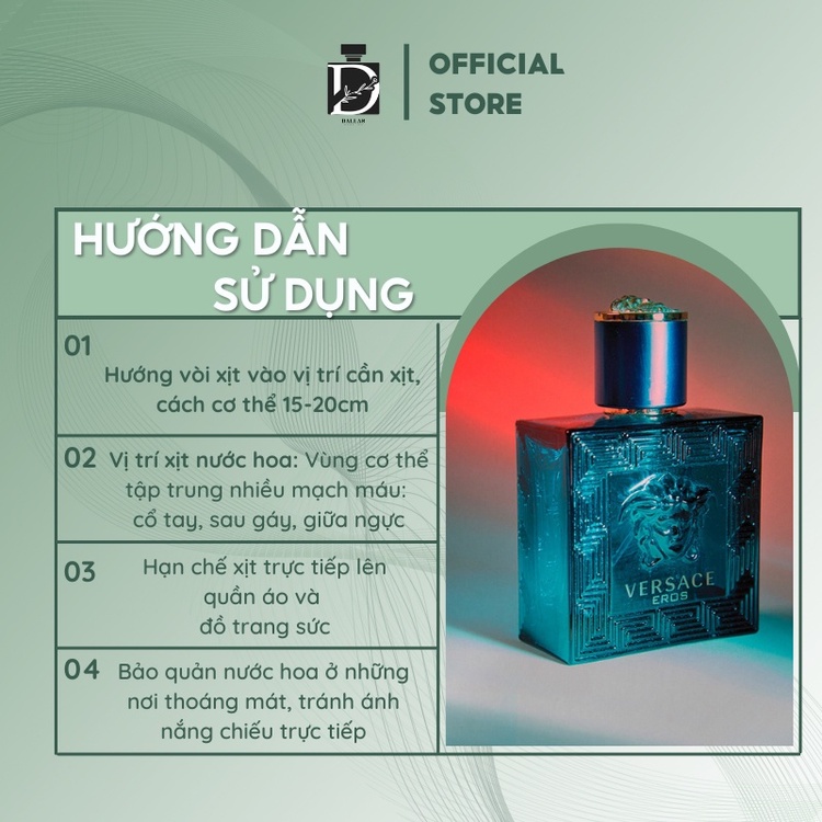 Nước Hoa Nam VERSACE EROS Chiết Dung Tích 10ml. Nồng Độ EDT NAM TÍNH_GỢI CẢM. Độ Tỏa Hương Tốt. Lưu Hương Lâu