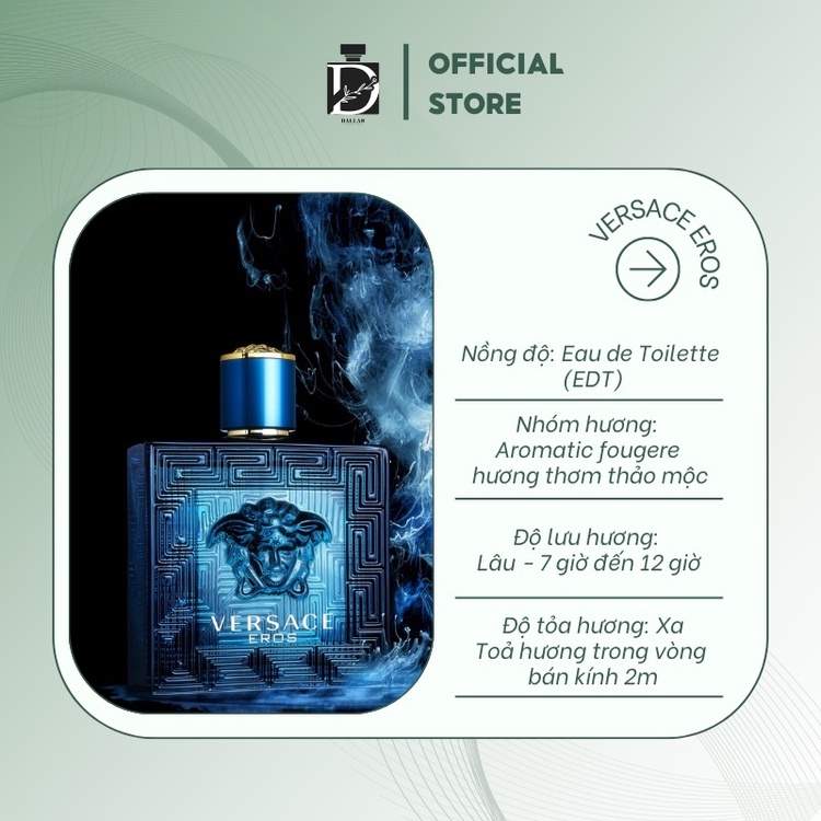 Nước Hoa Nam VERSACE EROS Chiết Dung Tích 10ml. Nồng Độ EDT NAM TÍNH_GỢI CẢM. Độ Tỏa Hương Tốt. Lưu Hương Lâu