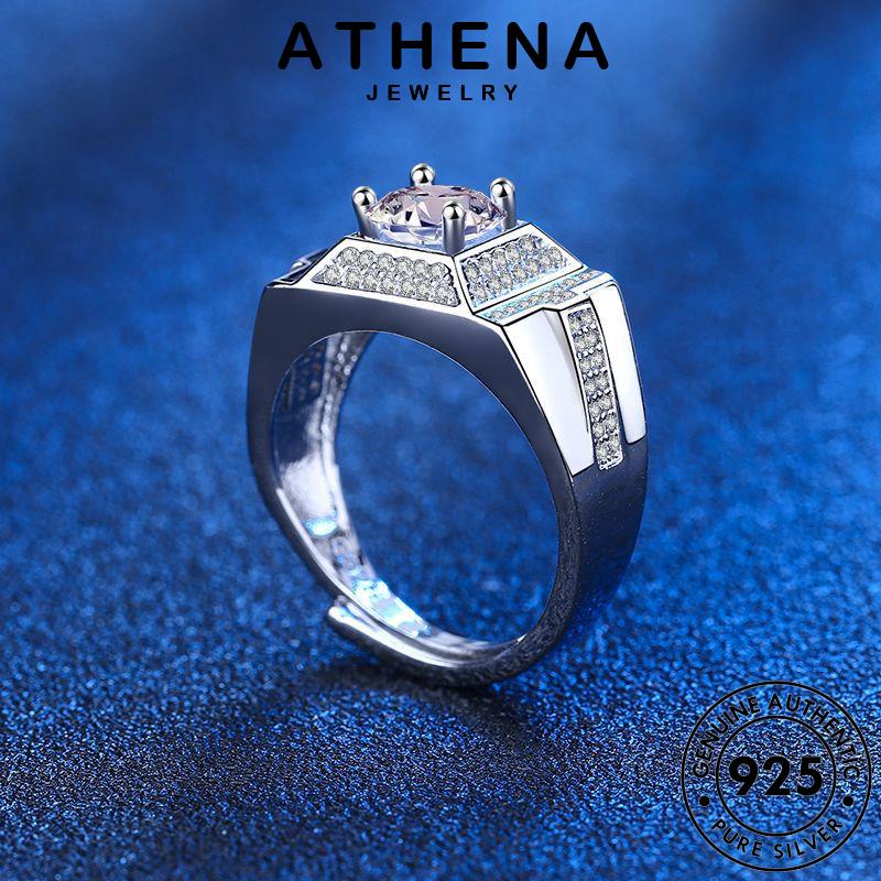 Athena JEWELRY Độc Đoán Kim Cương 925 Nam Nhẫn Bạc Moissanite R1139