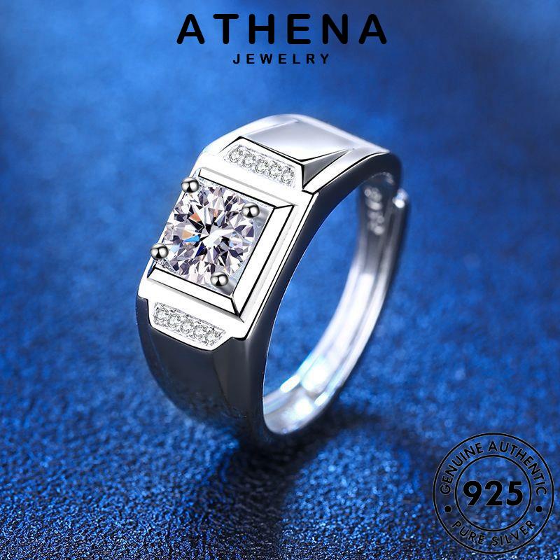 Athena JEWELRY Độc đoán 925 Nhẫn Moissanite Bạc Kim Cương Nam Nguyên Bản R1156