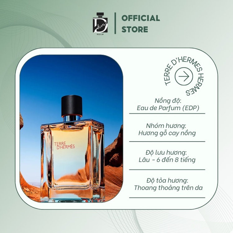 Mẫu Thử Nước Hoa Nam Terre D' Hermes EDT Chiết Dung Tích 10ml. Mùi Hương Văn Phòng Kinh Điển Dành Cho Nam Giới