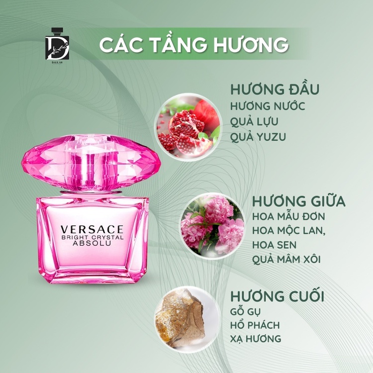 Nước hoa nữ versace bright crystal - một thế giới hương thơm tươi mát và tinh khiết cho phái nữ Dallas895