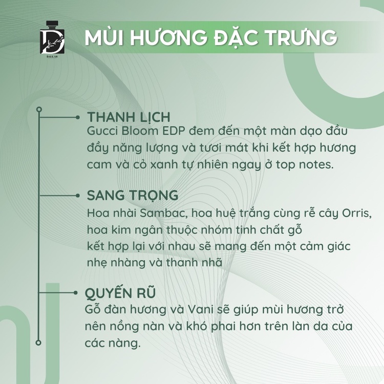 Nước hoa nữ chiết gucci bloom EDP mẫu thử 10ml, lưu hương lâu, nước hoa quyến rũ_sang trọng_quý phái Dallas895