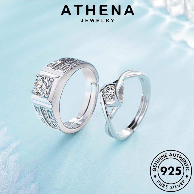 Athena JEWELLRY Nhẫn Bạc Kim Cương 925 Cặp Đôi Moissanite Original R1603