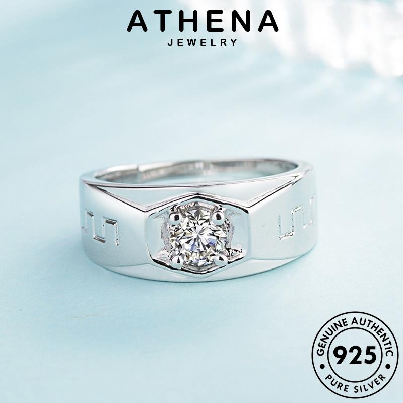 Athena JEWELRY 925 Nam Đơn Giản Nguyên Bản Nhẫn Kim Cương Vàng Bạc Moissanite R1671