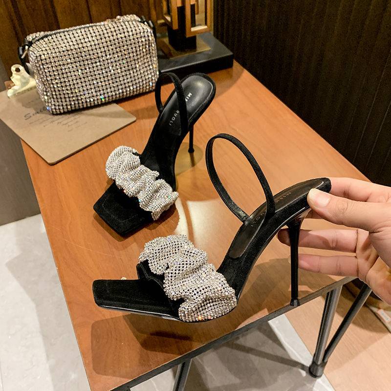 Sandal Cao Gót Mũi Vuông Thiết Kế Mới Thời Trang Mùa Xuân Hè 2023 Dành Cho Nữ