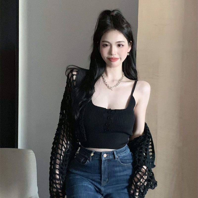 Jiashucheng Bộ Áo Khoác Cardigan Dệt Kim Dài Tay Phong Cách Mới Mùa Hè