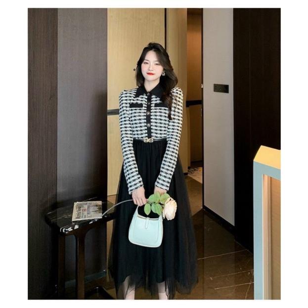 𝐇𝐀̀𝐍𝐆 𝐍𝐇𝐀̣̂𝐏- ĐẦM LEN PHỐI CHÂN VÁY REN KÈM BELT DDT190223