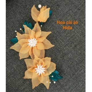 Set hoa voan cài áo màu cam có ghim cài