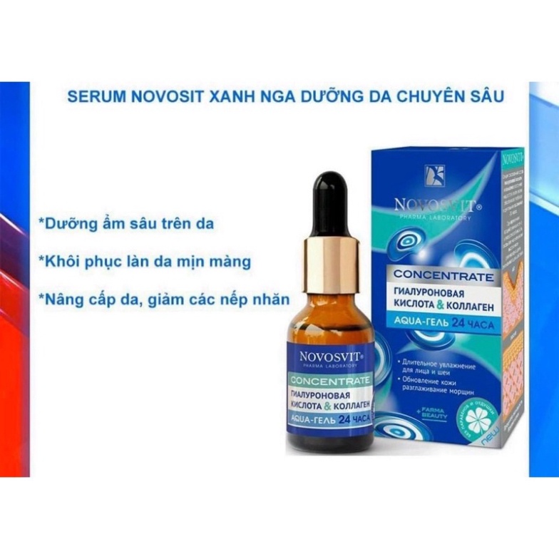 Serum Novosvit Nga Collagen & Acid Hyaluronic 15ml trẻ hoá tái tạo da - Novosvit xanh dưỡng ẩm