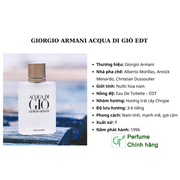 Nước Hoa Giò Trắng Ac.qua Di G.io EDT Cao Cấp - Chai Chiết 10ml - Mùi Hương Tươi Mát, Thơm Lâu 6-8h
