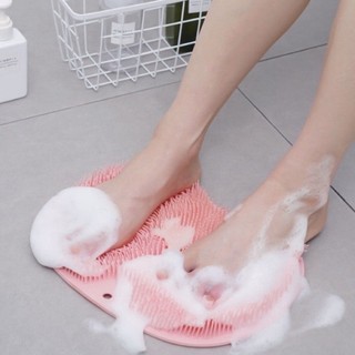 Tấm chà lưng, cọ chân tạo bọt silicon dán tường massage tiện lợi