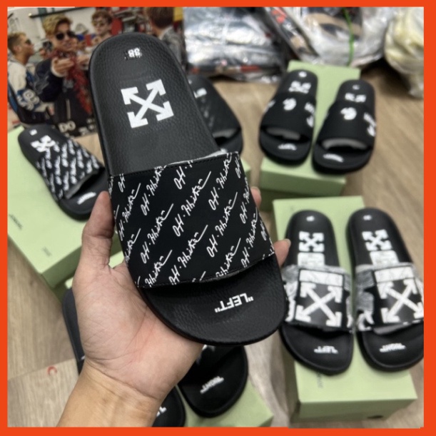 Dép lê off.whitee quai da siêu nét full box như ảnh - Dép nam quai da đỉnh cao kèm video tại shop