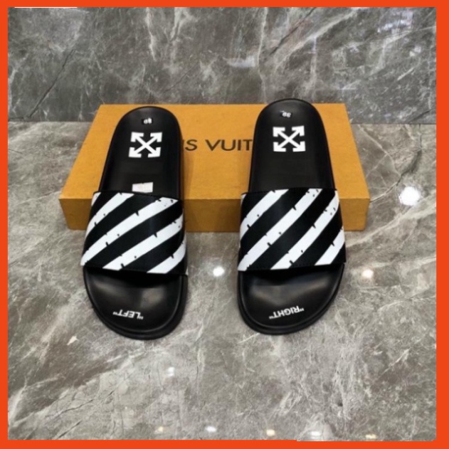 2 Dép lê off white quai da siêu nét - Dép nam quai da đỉnh cao 2