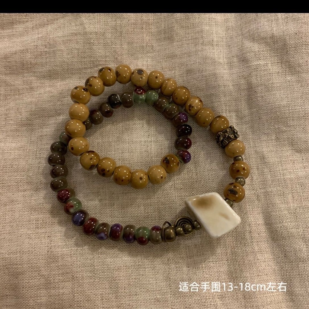 Vòng Tay Dây Co Giãn Xỏ Hạt Gốm Phong Cách Trung Hoa Mới