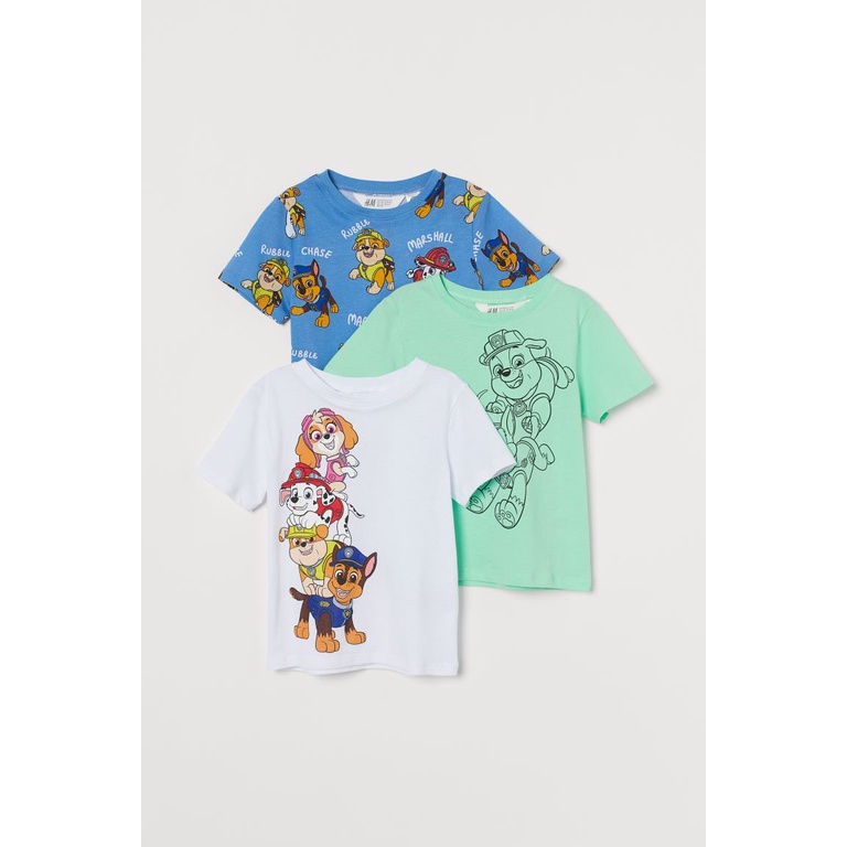 Set 3 áo phông trắng xanh Paw Patrol chó cứu hộ 0713922028 HM H&M_authentic UK
