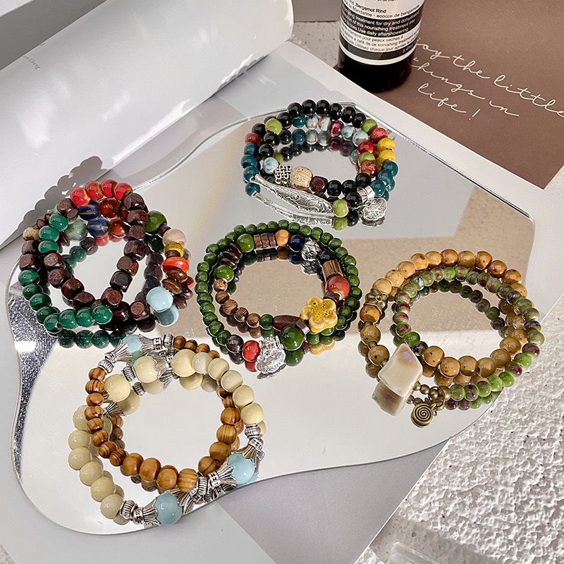 Vòng Tay Xâu Hạt Gốm Phong Cách Trung Hoa Mới