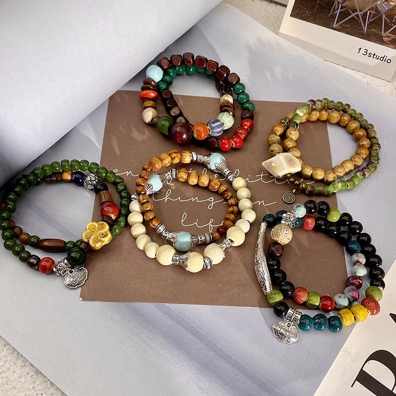 Vòng Tay Xâu Hạt Gốm Phong Cách Trung Hoa Mới