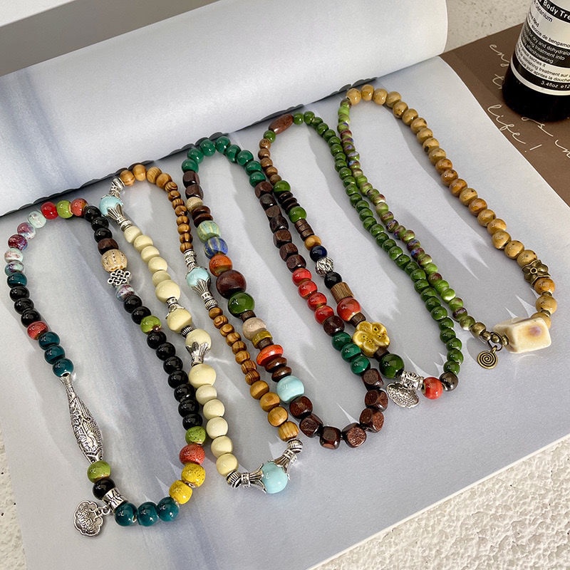 Vòng Tay Xâu Hạt Gốm Phong Cách Trung Hoa Mới