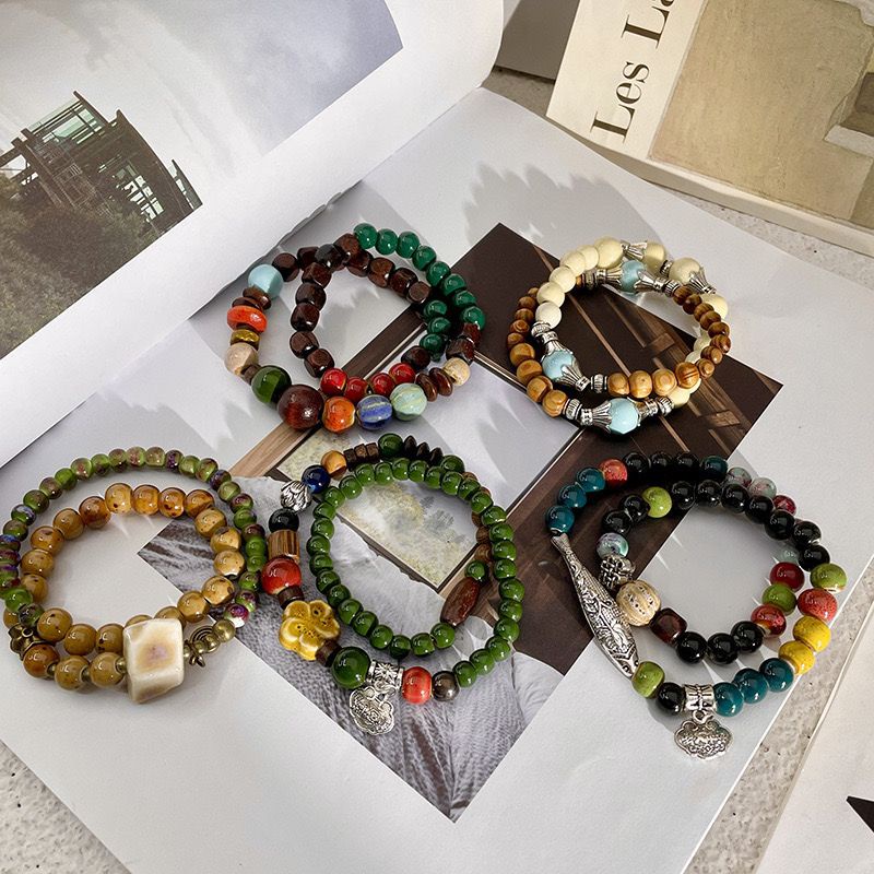 Vòng Tay Xâu Hạt Gốm Phong Cách Trung Hoa Mới