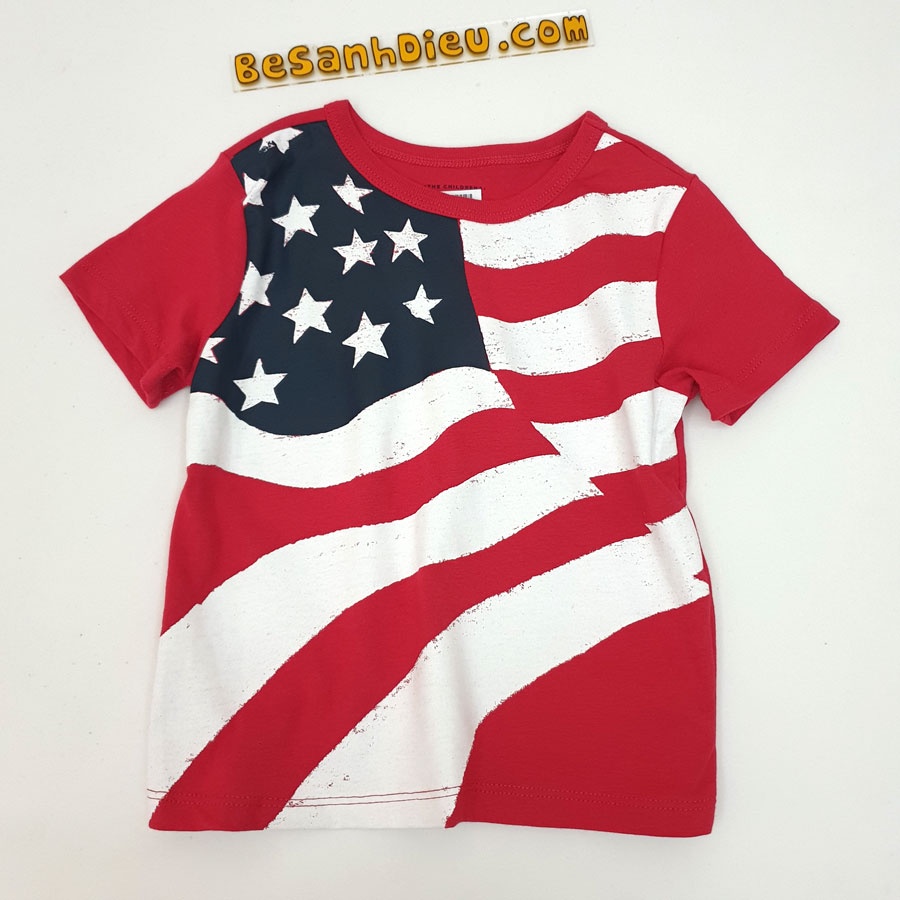 áo bé trai size nhí vải thun cotton mịn mát màu đỏ cờ Mỹ