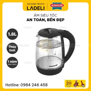 Ấm siêu tốc thủy tinh 1.8L SUNHOUSE SHD1215 công suất 1800W