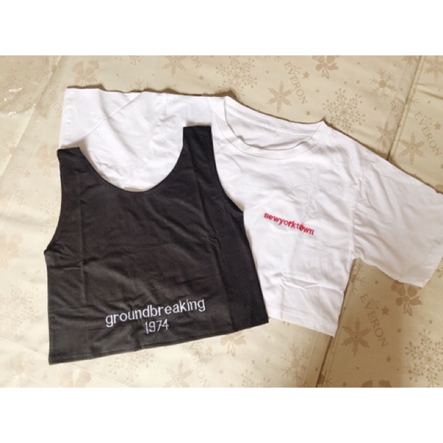Set Croptop Crt Áo Ngắn Kèm Bra 2 Màu 1974