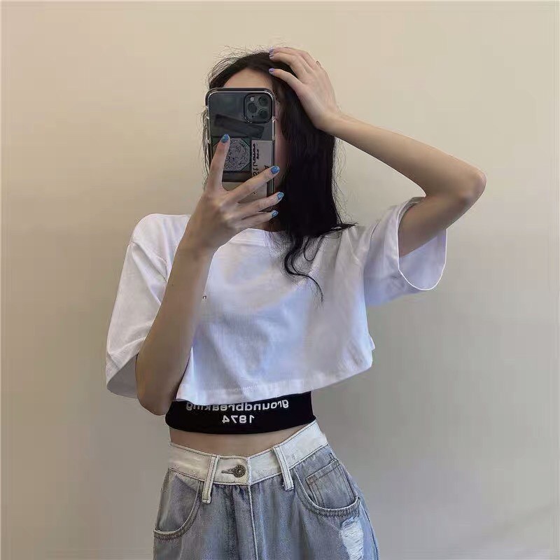 Set Croptop Crt Áo Ngắn Kèm Bra 2 Màu 1974
