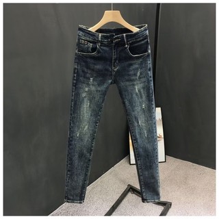 Quần jean dài nam LB vải jean denim dày dặn co giãn, màu xám rách thời trang, cá tính, phom slimfit jean, DNBB5156