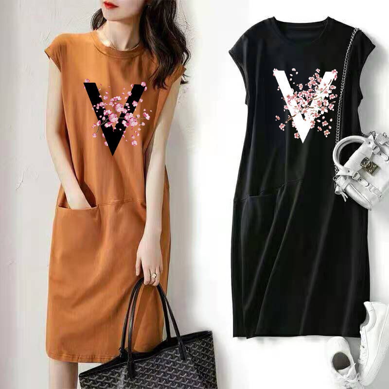 Đầm Thun Sát Nách Dáng Rộng In Họa Tiết Hoạt Hình Phong Cách Hàn Quốc Thời Trang Mùa Hè Xinh Xắn Cho Nữ