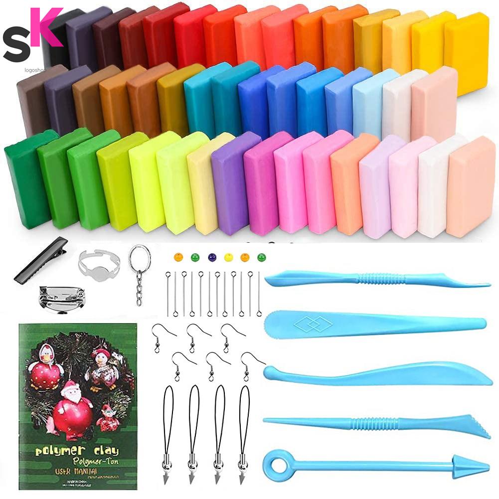 Bộ dụng cụ đất sét polyme 50 màu kèm phụ kiện và lò nướng tự làm cho trẻ em