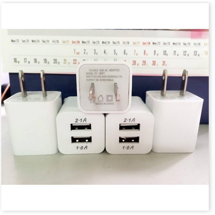 Cốc Sạc 2 cổng 5v 1A và 2A(White) siêu bền
